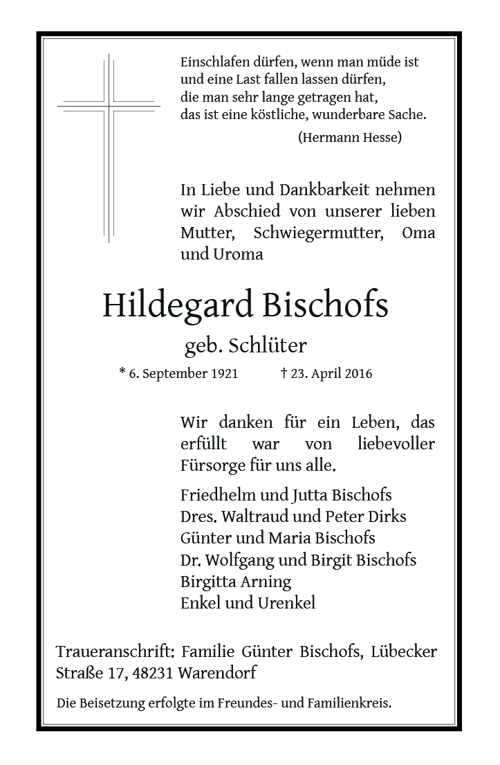 Bischofs, Hildegard