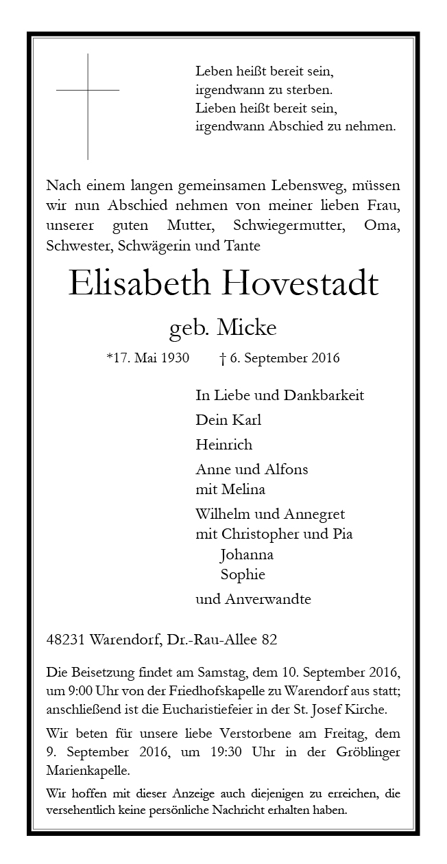Hovestadt, Elisabeth